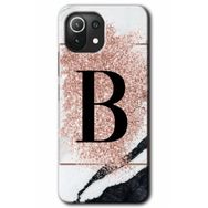 Gramaphone Mi 11 Lite Hd Desen Baskılı Arka Kapak Pembe Mermer Desenli B Harfi Kılıf