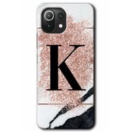 Gramaphone Mi 11 Lite Hd Desen Baskılı Arka Kapak Pembe Mermer Desenli K Harfi Kılıf