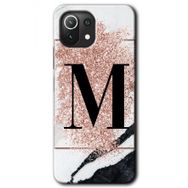 Gramaphone Mi 11 Lite Hd Desen Baskılı Arka Kapak Pembe Mermer Desenli M Harfi Kılıf