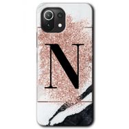 Gramaphone Mi 11 Lite Hd Desen Baskılı Arka Kapak Pembe Mermer Desenli N Harfi Kılıf