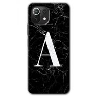 Gramaphone Mi 11 Lite Hd Desen Baskılı Arka Kapak Siyah Mermer Desenli A Harfi Kılıf