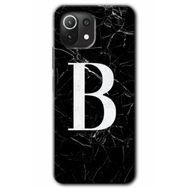 Gramaphone Mi 11 Lite Hd Desen Baskılı Arka Kapak Siyah Mermer Desenli B Harfi Kılıf