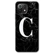 Gramaphone Mi 11 Lite Hd Desen Baskılı Arka Kapak Siyah Mermer Desenli C Harfi Kılıf