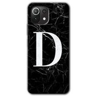 Gramaphone Mi 11 Lite Hd Desen Baskılı Arka Kapak Siyah Mermer Desenli D Harfi Kılıf