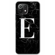 Gramaphone Mi 11 Lite Hd Desen Baskılı Arka Kapak Siyah Mermer Desenli E Harfi Kılıf