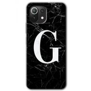 Gramaphone Mi 11 Lite Hd Desen Baskılı Arka Kapak Siyah Mermer Desenli G Harfi Kılıf