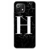 Gramaphone Mi 11 Lite Hd Desen Baskılı Arka Kapak Siyah Mermer Desenli H Harfi Kılıf