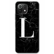 Gramaphone Mi 11 Lite Hd Desen Baskılı Arka Kapak Siyah Mermer Desenli L Harfi Kılıf