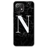 Gramaphone Mi 11 Lite Hd Desen Baskılı Arka Kapak Siyah Mermer Desenli N Harfi Kılıf