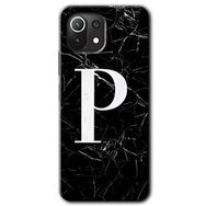 Gramaphone Mi 11 Lite Hd Desen Baskılı Arka Kapak Siyah Mermer Desenli P Harfi Kılıf