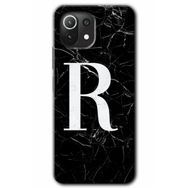 Gramaphone Mi 11 Lite Hd Desen Baskılı Arka Kapak Siyah Mermer Desenli R Harfi Kılıf