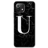 Gramaphone Mi 11 Lite Hd Desen Baskılı Arka Kapak Siyah Mermer Desenli U Harfi Kılıf