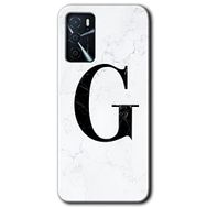 Gramaphone Oppo A16 Kılıf HD Desen Baskılı Arka Kapak - Beyaz Mermer Desenli G Harfi Kılıf