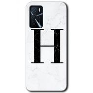 Gramaphone Oppo A16 Kılıf HD Desen Baskılı Arka Kapak - Beyaz Mermer Desenli H Harfi Kılıf