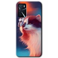 Gramaphone Oppo A16 Kılıf HD Desen Baskılı Arka Kapak - Cat Butterfly Kılıf