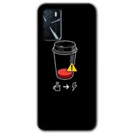 Gramaphone Oppo A16 Kılıf HD Desen Baskılı Arka Kapak - Coffee Battery Kılıf