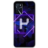 Gramaphone Oppo A16 Kılıf HD Desen Baskılı Arka Kapak - Dark Neon Yaprak H Harfi Kılıf