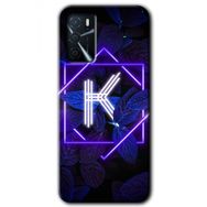 Gramaphone Oppo A16 Kılıf HD Desen Baskılı Arka Kapak - Dark Neon Yaprak K Harfi Kılıf