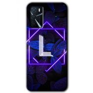 Gramaphone Oppo A16 Kılıf HD Desen Baskılı Arka Kapak - Dark Neon Yaprak L Harfi Kılıf