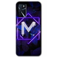 Gramaphone Oppo A16 Kılıf HD Desen Baskılı Arka Kapak - Dark Neon Yaprak M Harfi Kılıf