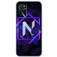 Gramaphone Oppo A16 Kılıf HD Desen Baskılı Arka Kapak - Dark Neon Yaprak N Harfi Kılıf