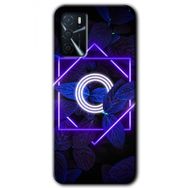 Gramaphone Oppo A16 Kılıf HD Desen Baskılı Arka Kapak - Dark Neon Yaprak O Harfi Kılıf