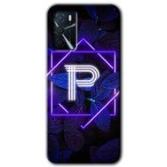 Gramaphone Oppo A16 Kılıf HD Desen Baskılı Arka Kapak - Dark Neon Yaprak P Harfi Kılıf