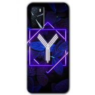 Gramaphone Oppo A16 Kılıf HD Desen Baskılı Arka Kapak - Dark Neon Yaprak Y Harfi Kılıf