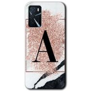 Gramaphone Oppo A16 Kılıf HD Desen Baskılı Arka Kapak - Pembe Mermer Desenli A Harfi Kılıf