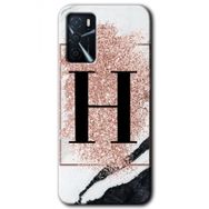 Gramaphone Oppo A16 Kılıf HD Desen Baskılı Arka Kapak - Pembe Mermer Desenli H Harfi Kılıf