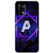 Gramaphone Oppo A54 HD Desen Baskılı Arka Kapak Dark Neon Yaprak A Harfi Kılıf