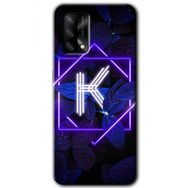Gramaphone Oppo A54 HD Desen Baskılı Arka Kapak Dark Neon Yaprak K Harfi Kılıf