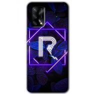Gramaphone Oppo A54 HD Desen Baskılı Arka Kapak Dark Neon Yaprak R Harfi Kılıf