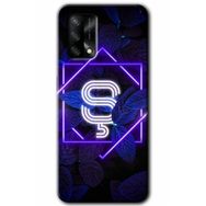 Gramaphone Oppo A54 HD Desen Baskılı Arka Kapak Dark Neon Yaprak Ş Harfi Kılıf