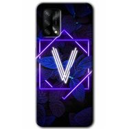 Gramaphone Oppo A54 HD Desen Baskılı Arka Kapak Dark Neon Yaprak V Harfi Kılıf