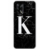 Gramaphone Oppo A54 HD Desen Baskılı Arka Kapak Siyah Mermer Desenli K Harfi Kılıf
