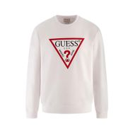 Guess AUDLEY CN FLEECE - ORGANIC CLEAR ST Bisiklet Yaka Beyaz Erkek Sweatshirt