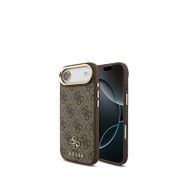 Guess iPhone 17 Air 4G Yazı Logolu 3in1 Kahverengi Ekran Lens Koruyucu ve Telefon Kılıfı Set