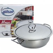 Gülsan Mega 32x10 8 lt Basık Çelik Tencere