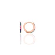Gümüş Rose Renkli Taşlı 12 mm Halka Küpe