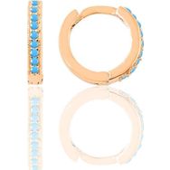 Gümüş Rose Turkuaz Taşlı 11 Mm Halka Küpe Tragus Piercing Helix Kıkırdak Küpesi
