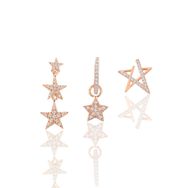 Gümüş Rose Zirkon Taşlı Yıldızlar Kombin Küpe