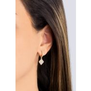 Gümüş Sallantılı Oval Taşlı Küpe