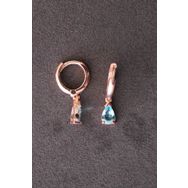 Gümüş Tutkusu TGP0069 Mavi Damla Taşlı Rose Gümüş Küpe
