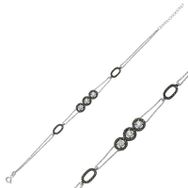 Gumush BR0460284 Üç Taşlı Gümüş Kadın Bileklik