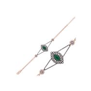 Gumush BR0460468 Rose Mat Yeşil Taşlı Otantik Gümüş Bileklik
