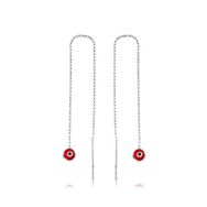 Gumush EA1160043 Gümüş Zincirli Kırmızı Nazar Küpe