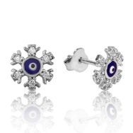 Gumush EA1160083 Gümüş Nazarlı Kar Tanesi Çivili Küpe