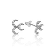 Gumush EA1160099 Gümüş Üç Hilal Çivili Küpe