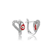 Gumush EA1160152 Gümüş Kırmızı Kalpli Çocuk Küpesi